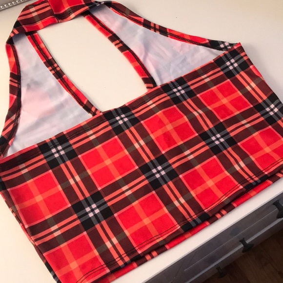 Rave With Mi Gente Plaid Halter Top - Picture 3 of 3